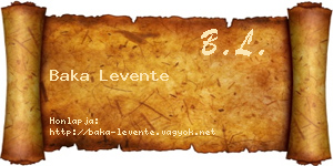Baka Levente névjegykártya